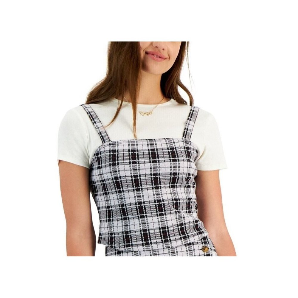 Self Esteem Juniors' Size Medium Printed Layer-Look Multicolor Plaid FF720AFA